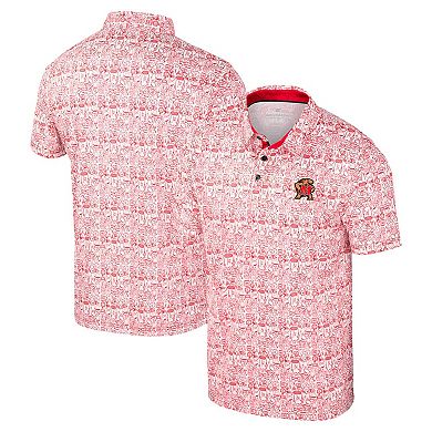 Men's Colosseum Red Maryland Terrapins It's Time! Allover Print Polo