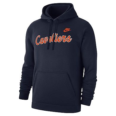 Men's Nike Navy Virginia Cavaliers Vintage Script Club Fleece Pullover Hoodie