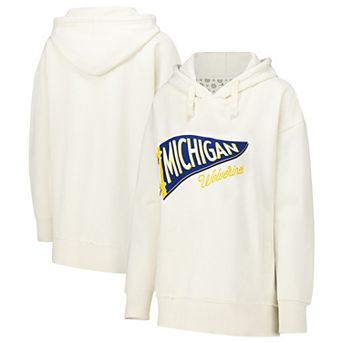 Women's Pressbox Cream Michigan Wolverines Marni Pullover Hoodie