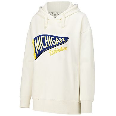 Women's Pressbox Cream Michigan Wolverines Marni Pullover Hoodie