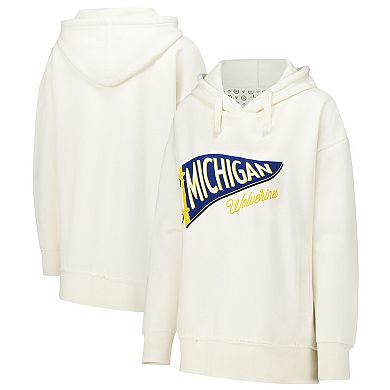 Women's Pressbox Cream Michigan Wolverines Marni Pullover Hoodie