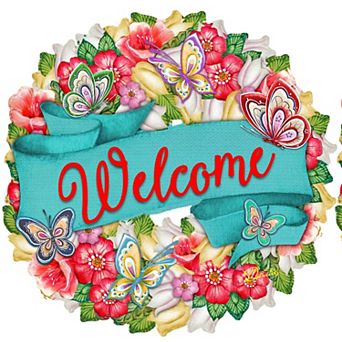 Flowers Summer Holiday 24-Inch Handcrafted Wooden Door Wreath by G. Debrekht - Easter Spring Decor