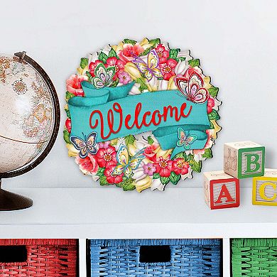 Flowers Summer Holiday 24-Inch Handcrafted Wooden Door Wreath by G. Debrekht - Easter Spring Decor