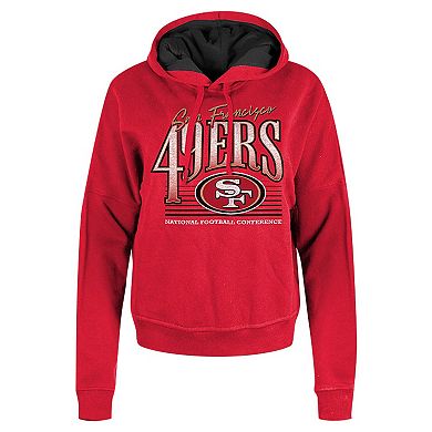 Women's New Era Scarlet San Francisco 49ers Boxy Pullover Hoodie