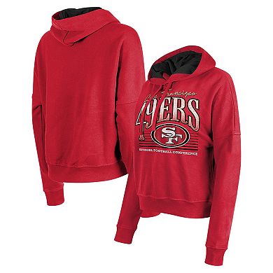 Women's New Era Scarlet San Francisco 49ers Boxy Pullover Hoodie