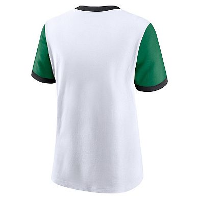 Women's Nike White/Kelly Green Philadelphia Eagles Rewind Ringer T-Shirt