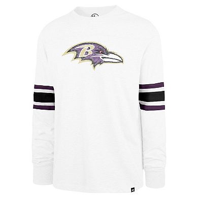 Men's '47 White Baltimore Ravens Gridiron Premier Brex Long Sleeve T-Shirt