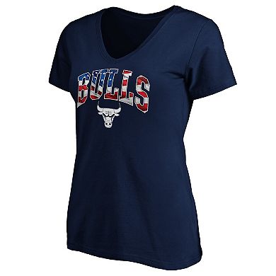Women's Navy Chicago Bulls Banner Wave V-Neck T-Shirt