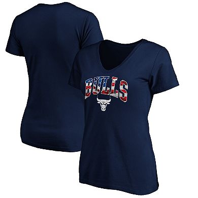 Women's Navy Chicago Bulls Banner Wave V-Neck T-Shirt