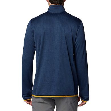 Men's Columbia Navy Notre Dame Fighting Irish Park View Grid Fleece Omni-Wick Half-Zip Jacket