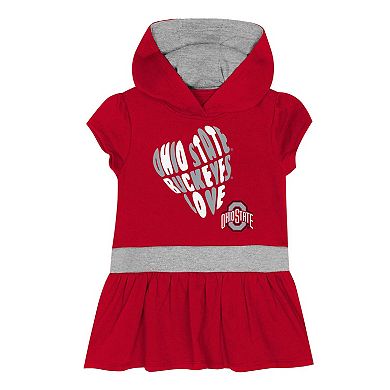 Girls Toddler Scarlet Ohio State Buckeyes Team Love French Terry Hoodie Dress
