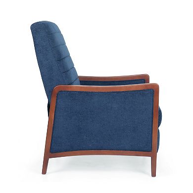 Merax Mid Century Modern Fabric Channel Stitch Wood Pushback Recliner