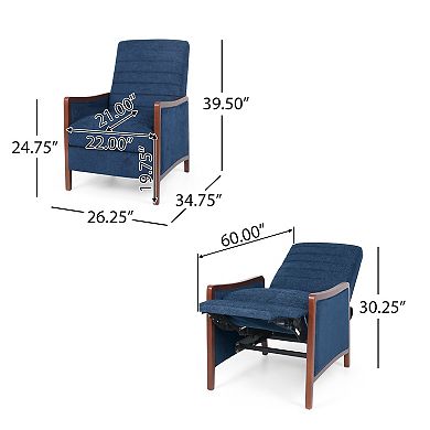 Merax Mid Century Modern Fabric Channel Stitch Wood Pushback Recliner