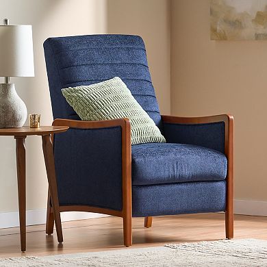 Merax Mid Century Modern Fabric Channel Stitch Wood Pushback Recliner