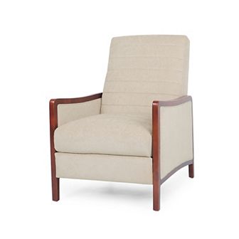 Merax Mid Century Modern Fabric Channel Stitch Wood Pushback Recliner