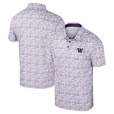 Men's Colosseum Purple Washington Huskies It's Time! Allover Print Polo