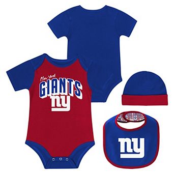 "Newborn & Infant New York Giants Dynamic Duo Bodysuit, Bib & Knit Hat Set"