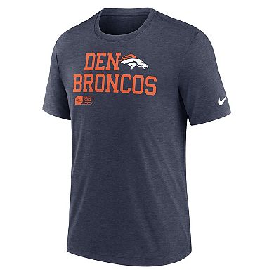 Men's Nike Navy Denver Broncos Overlap Lockup Tri-Blend T-Shirt