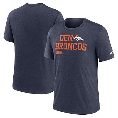 Men's Nike Navy Denver Broncos Overlap Lockup Tri-Blend T-Shirt