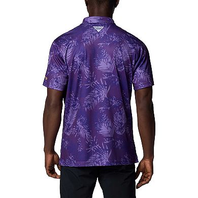 Men's Columbia Purple LSU Tigers PFG Super Terminal Tackle Omni-Shade Bangalows Polo