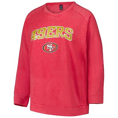 Women's Fanatics Red San Francisco 49ers Acid Wash Raglan Pullover Sweatshirt