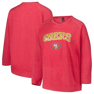 Women's Fanatics Red San Francisco 49ers Acid Wash Raglan Pullover Sweatshirt