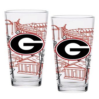 Georgia Bulldogs Two-Pack 16oz. Campus Line Art Pint Glass Set