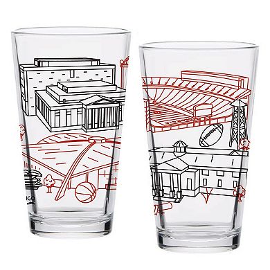 Georgia Bulldogs Two-Pack 16oz. Campus Line Art Pint Glass Set