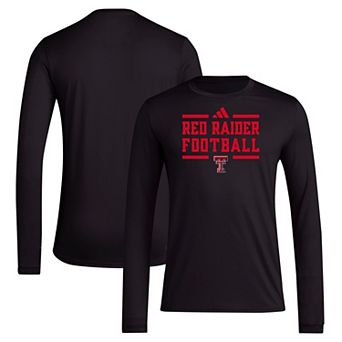Men's adidas Black Texas Tech Red Raiders Locker Football Pre-Game AEROREADY Long Sleeve T-Shirt