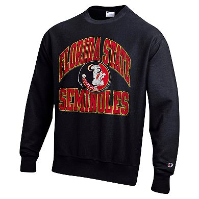Men's Champion Black Florida State Seminoles Vault Late Night Reverse Weave Pullover Sweatshirt