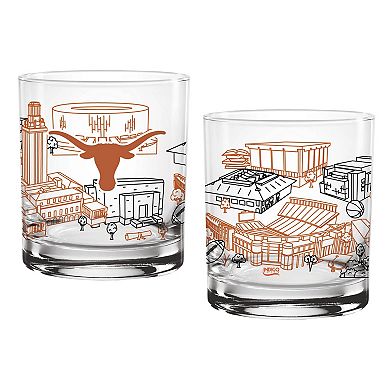 Texas Longhorns Two-Pack 14oz. Campus Line Art Glass