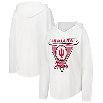 Women's Pressbox White Indiana Hoosiers San Bruno Hoodie Long Sleeve T-Shirt