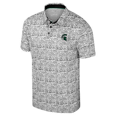 Men's Colosseum Black Michigan State Spartans It's Time! Allover Print Polo