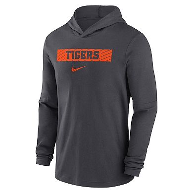 Men's Nike Anthracite Clemson Tigers 2024 Sideline Hoodie Performance Long Sleeve T-Shirt