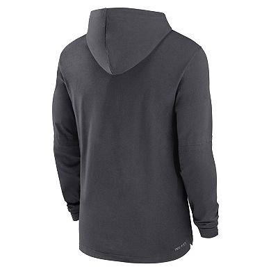 Men's Nike Anthracite Clemson Tigers 2024 Sideline Hoodie Performance Long Sleeve T-Shirt