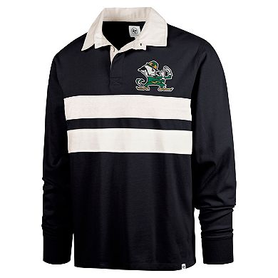 Men's '47 Navy Notre Dame Fighting Irish Clubhouse Knox Thames Long Sleeve Rugby Polo