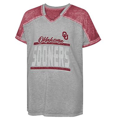 Girls Youth Crimson Oklahoma Sooners Up for Anything Colorblock Dolman V-Neck T-Shirt