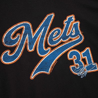 Men's Mitchell & Ness Mike Piazza Black New York Mets Cooperstown Collection Player T-Shirt