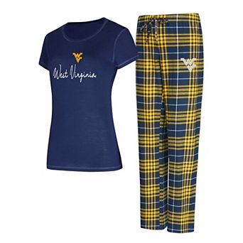 Women's Concepts Sport Navy West Virginia Mountaineers Vector T-Shirt & Flannel Pants Sleep Set