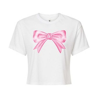 Juniors' Painted Bow Cropped Tee