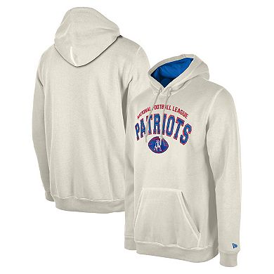 Men's New Era Cream New England Patriots Historic 3rd Down Pullover Hoodie