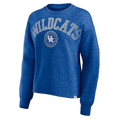 Women's Fanatics Heather Royal Kentucky Wildcats Heritage Oversized Tradition Fleece Sweatshirt