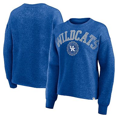 Women's Fanatics Heather Royal Kentucky Wildcats Heritage Oversized Tradition Fleece Sweatshirt