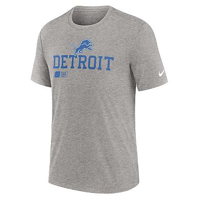 Men's Nike Heather Gray Detroit Lions Overlap Lockup Tri-Blend T-Shirt