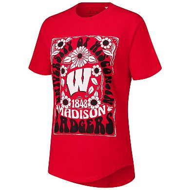 Women's Pressbox Red Wisconsin Badgers Irvine Floral Team Color T-Shirt