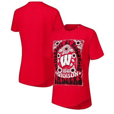 Women's Pressbox Red Wisconsin Badgers Irvine Floral Team Color T-Shirt
