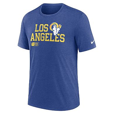 Men's Nike Royal Los Angeles Rams Overlap Lockup Tri-Blend T-Shirt
