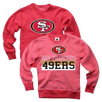 Youth Wes & Willy Scarlet San Francisco 49ers Reversible Fleece Pullover Sweatshirt