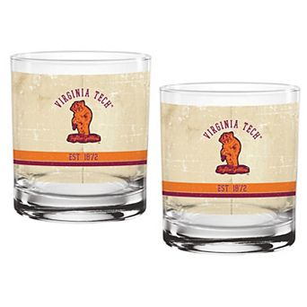 Virginia Tech Hokies Two-Pack 14oz. Tan Vintage Glass Set