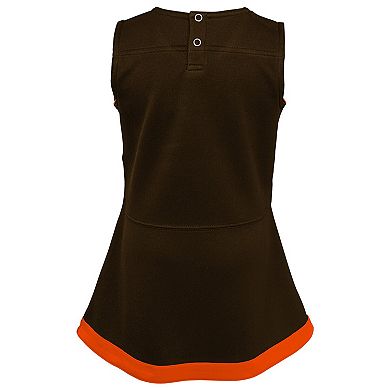 Girls Preschool Brown Cleveland Browns Two-Piece Cheer Captain Jumper Dress with Bloomers Set